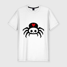 Мужская футболка премиум с принтом Spider-Skull в Санкт-Петербурге, 92% хлопок, 8% лайкра | приталенный силуэт, круглый вырез ворота, длина до линии бедра, короткий рукав | Тематика изображения на принте: скелет