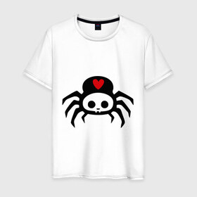 Мужская футболка хлопок с принтом Spider-Skull в Санкт-Петербурге, 100% хлопок | прямой крой, круглый вырез горловины, длина до линии бедер, слегка спущенное плечо. | скелет