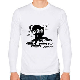 Мужской лонгслив хлопок с принтом Mad octopus в Санкт-Петербурге, 100% хлопок |  | Тематика изображения на принте: mad octopus | для клуба | животные | клубная музыка | клубные | музыка | осьминог