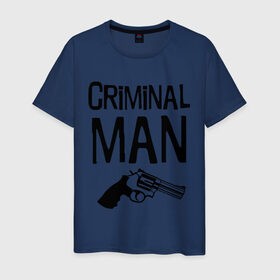 Мужская футболка хлопок с принтом Criminal man в Санкт-Петербурге, 100% хлопок | прямой крой, круглый вырез горловины, длина до линии бедер, слегка спущенное плечо. | бандит | бандиты | валера | для пацанов | криминал | пацанские | пацаны | пистолет | револьвер