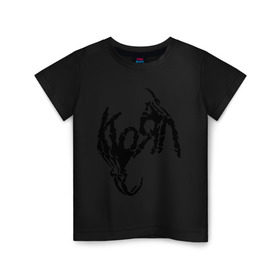 Детская футболка хлопок с принтом Korn bones в Санкт-Петербурге, 100% хлопок | круглый вырез горловины, полуприлегающий силуэт, длина до линии бедер | korn | metal | группы | корн | логотип | метал | музыка | рок группы | рок музыка