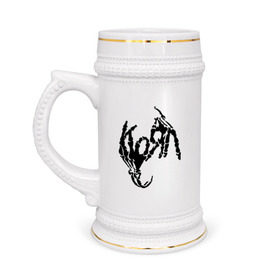 Кружка пивная с принтом Korn bones в Санкт-Петербурге,  керамика (Материал выдерживает высокую температуру, стоит избегать резкого перепада температур) |  объем 630 мл | korn | metal | группы | корн | логотип | метал | музыка | рок группы | рок музыка