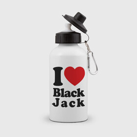 Бутылка спортивная с принтом I love black jack в Санкт-Петербурге, металл | емкость — 500 мл, в комплекте две пластиковые крышки и карабин для крепления | 21 | black jack | i love | i love black jack | блэк джек | карточный игры | карты | покер | я люблю