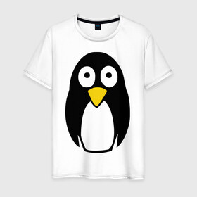 Мужская футболка хлопок с принтом Милый пингвин в Санкт-Петербурге, 100% хлопок | прямой крой, круглый вырез горловины, длина до линии бедер, слегка спущенное плечо. | пингвин