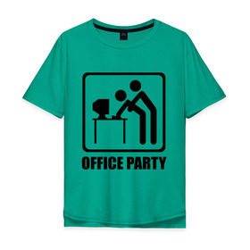 Мужская футболка хлопок Oversize с принтом Office Party в Санкт-Петербурге, 100% хлопок | свободный крой, круглый ворот, “спинка” длиннее передней части | ofice | зарплата | коллеги | компьютер | начальник | офис | работа | работник | сотрудники
