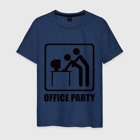 Мужская футболка хлопок с принтом Office Party в Санкт-Петербурге, 100% хлопок | прямой крой, круглый вырез горловины, длина до линии бедер, слегка спущенное плечо. | ofice | зарплата | коллеги | компьютер | начальник | офис | работа | работник | сотрудники