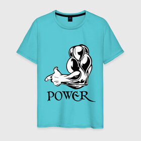Мужская футболка хлопок с принтом Power Man в Санкт-Петербурге, 100% хлопок | прямой крой, круглый вырез горловины, длина до линии бедер, слегка спущенное плечо. | бицепс | бицуха | железо | качалка | качалочка | качаться | качок | мускулы | мышцы | тренажерка | штанга