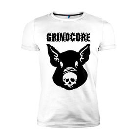Мужская футболка премиум с принтом Grindcore (pig) в Санкт-Петербурге, 92% хлопок, 8% лайкра | приталенный силуэт, круглый вырез ворота, длина до линии бедра, короткий рукав | Тематика изображения на принте: grindcore | gringcore | metal | rock | trash | гpайндкор | метал | рок музыка | треш | трэш