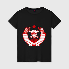 Женская футболка хлопок с принтом Вровской герб в Санкт-Петербурге, 100% хлопок | прямой крой, круглый вырез горловины, длина до линии бедер, слегка спущенное плечо | в законе | воры | заключенные | звезда | кости | мир | наколка | ссср | татуировка | тюремные | череп