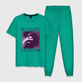 Мужская пижама хлопок с принтом Michael Jackson с шляпой в Санкт-Петербурге, 100% хлопок | брюки и футболка прямого кроя, без карманов, на брюках мягкая резинка на поясе и по низу штанин
 | Тематика изображения на принте: mj | исполнитель | майкл джексон | музыка | певец | поп музыка