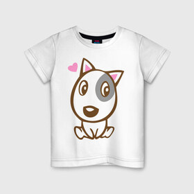 Детская футболка хлопок с принтом Doggy in love в Санкт-Петербурге, 100% хлопок | круглый вырез горловины, полуприлегающий силуэт, длина до линии бедер | влюбленная собака | дог | пес | собака | собачка | щенок