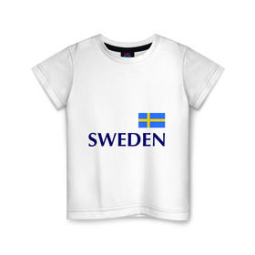 Детская футболка хлопок с принтом Сборная Швеции - 10 в Санкт-Петербурге, 100% хлопок | круглый вырез горловины, полуприлегающий силуэт, длина до линии бедер | football | сборная швеции | флаг швеции | футбол | швеция