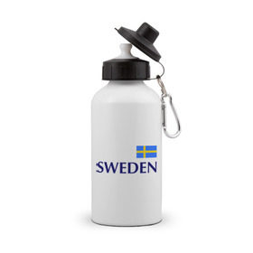 Бутылка спортивная с принтом Сборная Швеции - 10 в Санкт-Петербурге, металл | емкость — 500 мл, в комплекте две пластиковые крышки и карабин для крепления | football | сборная швеции | флаг швеции | футбол | швеция