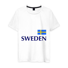 Мужская футболка хлопок с принтом Сборная Швеции - 10 в Санкт-Петербурге, 100% хлопок | прямой крой, круглый вырез горловины, длина до линии бедер, слегка спущенное плечо. | Тематика изображения на принте: football | сборная швеции | флаг швеции | футбол | швеция