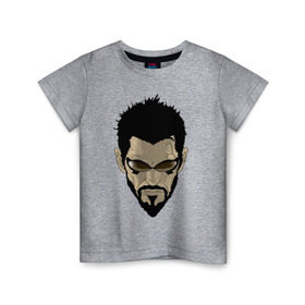 Детская футболка хлопок с принтом Deus Ex Human Revolution - Adam Jensen в Санкт-Петербурге, 100% хлопок | круглый вырез горловины, полуприлегающий силуэт, длина до линии бедер | адам дженсен | игры | компьютерные игры | персонаж