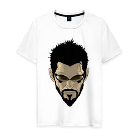 Мужская футболка хлопок с принтом Deus Ex Human Revolution - Adam Jensen в Санкт-Петербурге, 100% хлопок | прямой крой, круглый вырез горловины, длина до линии бедер, слегка спущенное плечо. | адам дженсен | игры | компьютерные игры | персонаж