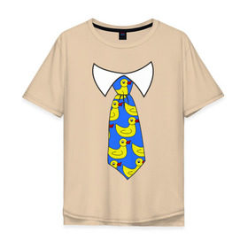 Мужская футболка хлопок Oversize с принтом Утиный галстук в Санкт-Петербурге, 100% хлопок | свободный крой, круглый ворот, “спинка” длиннее передней части | барни | галстук | как я встретил вашу маму | маршал | птицы | птички | утки | уточки | утята