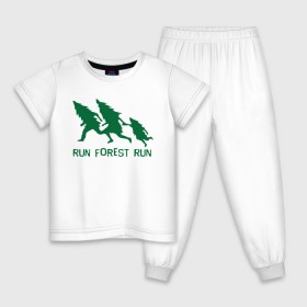 Детская пижама хлопок с принтом Беги лес в Санкт-Петербурге, 100% хлопок |  брюки и футболка прямого кроя, без карманов, на брюках мягкая резинка на поясе и по низу штанин
 | eco | run forest run | беги лес беги | зеленые технологии | зелень | лес | планета | чистота | эко | экология