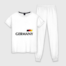 Женская пижама хлопок с принтом Сборная Германии - 7 в Санкт-Петербурге, 100% хлопок | брюки и футболка прямого кроя, без карманов, на брюках мягкая резинка на поясе и по низу штанин | football | германия | сборная германии | футбол | швайнштайгер