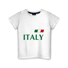 Детская футболка хлопок с принтом Сборная Италии - 1 в Санкт-Петербурге, 100% хлопок | круглый вырез горловины, полуприлегающий силуэт, длина до линии бедер | Тематика изображения на принте: football | буффон | италия | сборная италии