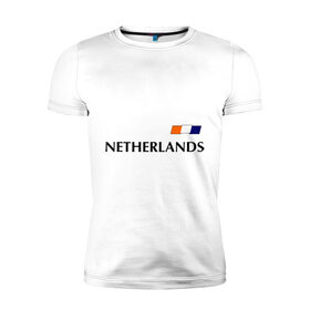 Мужская футболка премиум с принтом Сборная Нидерландов - 7 в Санкт-Петербурге, 92% хлопок, 8% лайкра | приталенный силуэт, круглый вырез ворота, длина до линии бедра, короткий рукав | Тематика изображения на принте: football | голландия | нидерланды | сборная нидерланд