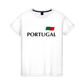 Женская футболка хлопок с принтом Сборная Португалии - Криштиану Роналду 7 в Санкт-Петербурге, 100% хлопок | прямой крой, круглый вырез горловины, длина до линии бедер, слегка спущенное плечо | football | ronaldo | португалия | роналду | сборная португалии