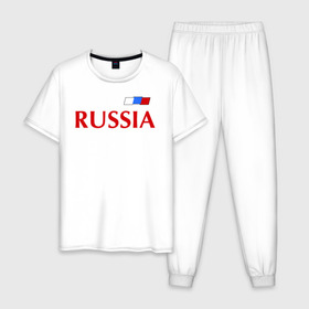 Мужская пижама хлопок с принтом Сборная России в Санкт-Петербурге, 100% хлопок | брюки и футболка прямого кроя, без карманов, на брюках мягкая резинка на поясе и по низу штанин
 | football | russia | россия | сборная россии | я русский