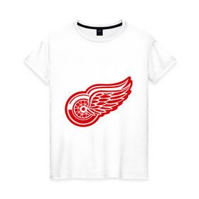 Женская футболка хлопок с принтом Detroit Red Wings Pavel Datsyuk - Павел Дацюк в Санкт-Петербурге, 100% хлопок | прямой крой, круглый вырез горловины, длина до линии бедер, слегка спущенное плечо | нхл