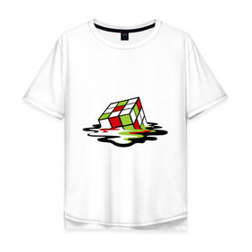 Мужская футболка хлопок Oversize с принтом Кубик рубика в Санкт-Петербурге, 100% хлопок | свободный крой, круглый ворот, “спинка” длиннее передней части | головоломка | игра | игрушка | кубик рубик