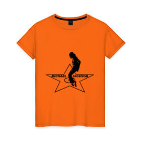 Женская футболка хлопок с принтом Майкл Джексон Звезда в Санкт-Петербурге, 100% хлопок | прямой крой, круглый вырез горловины, длина до линии бедер, слегка спущенное плечо | michael jackson | mj | поп звезда | поп музыка