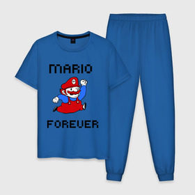 Мужская пижама хлопок с принтом Mario forever в Санкт-Петербурге, 100% хлопок | брюки и футболка прямого кроя, без карманов, на брюках мягкая резинка на поясе и по низу штанин
 | nintendo | марио | нинтендо
