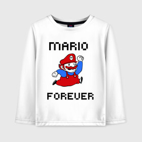 Детский лонгслив хлопок с принтом Mario forever в Санкт-Петербурге, 100% хлопок | круглый вырез горловины, полуприлегающий силуэт, длина до линии бедер | nintendo | марио | нинтендо