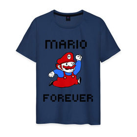 Мужская футболка хлопок с принтом Mario forever в Санкт-Петербурге, 100% хлопок | прямой крой, круглый вырез горловины, длина до линии бедер, слегка спущенное плечо. | nintendo | марио | нинтендо