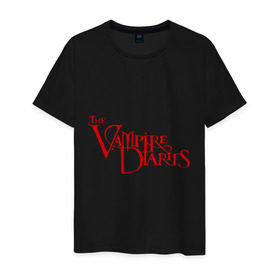 Мужская футболка хлопок с принтом The Vampire Diaries в Санкт-Петербурге, 100% хлопок | прямой крой, круглый вырез горловины, длина до линии бедер, слегка спущенное плечо. | the vampire diaries | дневники вампира | лого | логотип | сериалы | тв