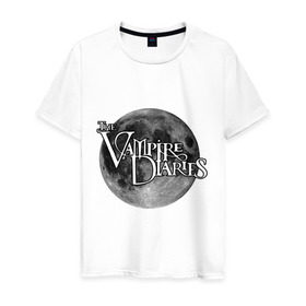 Мужская футболка хлопок с принтом Дневники вампиров луна в Санкт-Петербурге, 100% хлопок | прямой крой, круглый вырез горловины, длина до линии бедер, слегка спущенное плечо. | the vampire diaries | дневники вампира | луна | сериалы | тв