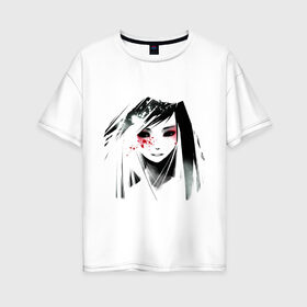 Женская футболка хлопок Oversize с принтом лицо аниме 1 в Санкт-Петербурге, 100% хлопок | свободный крой, круглый ворот, спущенный рукав, длина до линии бедер
 | anime | японские мультики