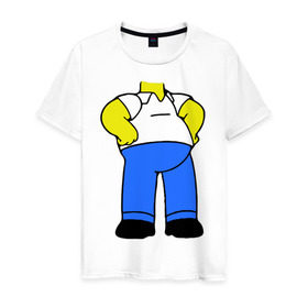 Мужская футболка хлопок с принтом тело Гомера в Санкт-Петербурге, 100% хлопок | прямой крой, круглый вырез горловины, длина до линии бедер, слегка спущенное плечо. | гомер без головы