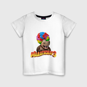 Детская футболка хлопок с принтом Глория в парике в Санкт-Петербурге, 100% хлопок | круглый вырез горловины, полуприлегающий силуэт, длина до линии бедер | бегимот | мадагаскар | мадагаскар 3 | мультики