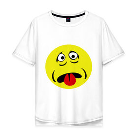 Мужская футболка хлопок Oversize с принтом Грустный смайл в Санкт-Петербурге, 100% хлопок | свободный крой, круглый ворот, “спинка” длиннее передней части | smile | грустный | грусть | смайл | смайлик