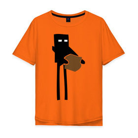 Мужская футболка хлопок Oversize с принтом Enderman в Санкт-Петербурге, 100% хлопок | свободный крой, круглый ворот, “спинка” длиннее передней части | enderman | minecraft | игры | компьютерные игры | майнкрафт
