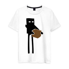 Мужская футболка хлопок с принтом Enderman в Санкт-Петербурге, 100% хлопок | прямой крой, круглый вырез горловины, длина до линии бедер, слегка спущенное плечо. | enderman | minecraft | игры | компьютерные игры | майнкрафт