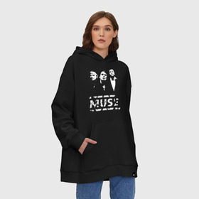 Худи SuperOversize хлопок с принтом Muse в Санкт-Петербурге, 70% хлопок, 30% полиэстер, мягкий начес внутри | карман-кенгуру, эластичная резинка на манжетах и по нижней кромке, двухслойный капюшон
 | muse | музыка | рок и панк