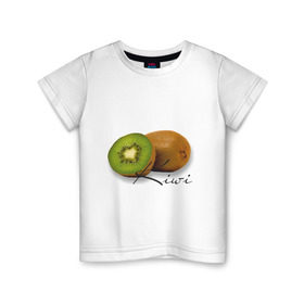 Детская футболка хлопок с принтом Kiwi в Санкт-Петербурге, 100% хлопок | круглый вырез горловины, полуприлегающий силуэт, длина до линии бедер | вкусное | девушкам | киви | фрукты | фрукты и ягоды