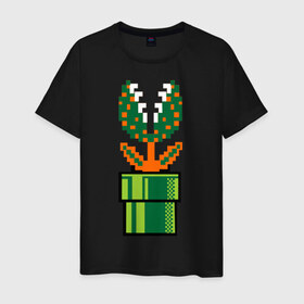 Мужская футболка хлопок с принтом mario flower в Санкт-Петербурге, 100% хлопок | прямой крой, круглый вырез горловины, длина до линии бедер, слегка спущенное плечо. | 