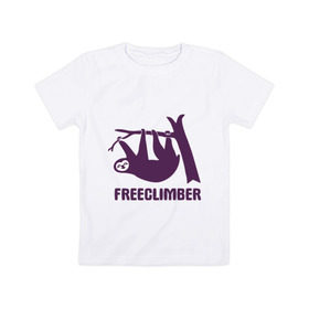 Детская футболка хлопок с принтом Freeclimber в Санкт-Петербурге, 100% хлопок | круглый вырез горловины, полуприлегающий силуэт, длина до линии бедер | climb | freeclimber | альпинизм | альпинисты | горы | скалолазанье | скалолазы | спорт