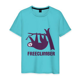 Мужская футболка хлопок с принтом Freeclimber в Санкт-Петербурге, 100% хлопок | прямой крой, круглый вырез горловины, длина до линии бедер, слегка спущенное плечо. | climb | freeclimber | альпинизм | альпинисты | горы | скалолазанье | скалолазы | спорт
