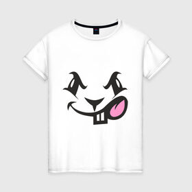 Женская футболка хлопок с принтом Злая зайка в Санкт-Петербурге, 100% хлопок | прямой крой, круглый вырез горловины, длина до линии бедер, слегка спущенное плечо | зайчик | зайчонок | заяц | злая зайка | зубастый зайчик | смайл | смайлик