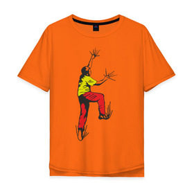 Мужская футболка хлопок Oversize с принтом Альпинист карабкается в Санкт-Петербурге, 100% хлопок | свободный крой, круглый ворот, “спинка” длиннее передней части | climb | альпинизм | альпинисты | горы | путь | скалолазанье | скалолазы | спорт