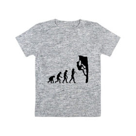 Детская футболка хлопок с принтом Эволюция альпиниста в Санкт-Петербурге, 100% хлопок | круглый вырез горловины, полуприлегающий силуэт, длина до линии бедер | Тематика изображения на принте: climb | climber | альпинизм | альпинист | альпинисты | горы | путь | скалолазанье | скалолазы | спорт | эволюция