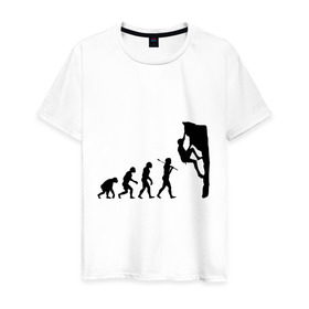 Мужская футболка хлопок с принтом Эволюция альпиниста в Санкт-Петербурге, 100% хлопок | прямой крой, круглый вырез горловины, длина до линии бедер, слегка спущенное плечо. | climb | climber | альпинизм | альпинист | альпинисты | горы | путь | скалолазанье | скалолазы | спорт | эволюция